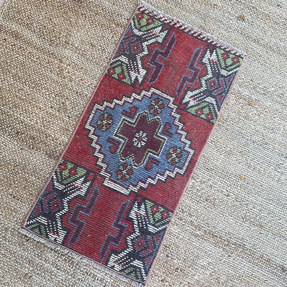 🧿Mini Turkish hand woven wool rug - Picture 2 of 4